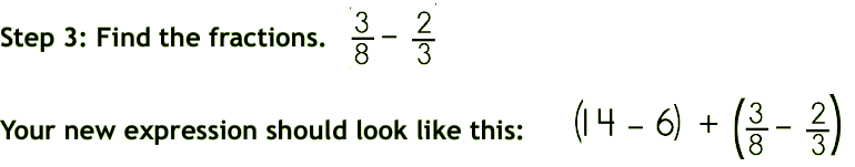Step 3: Find the fractions.